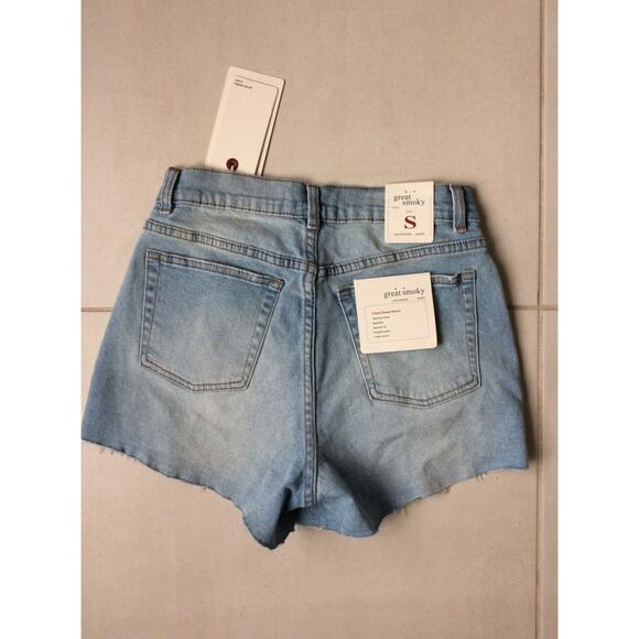 Great Smoky Cut Off Shorts Denim Jean High Waist Distressed - Picture 7 of 10